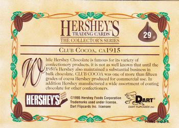 1995 Dart 100 Years of Hershey's #29 Club Cocoa, ca 1915 Back