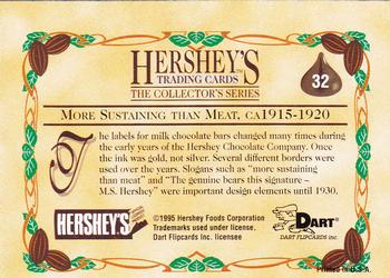 1995 Dart 100 Years of Hershey's #32 More Sustaining than Meat, ca 1915-1920 Back
