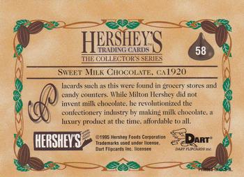 1995 Dart 100 Years of Hershey's #58 Sweet Milk Chocolate, ca 1920 Back