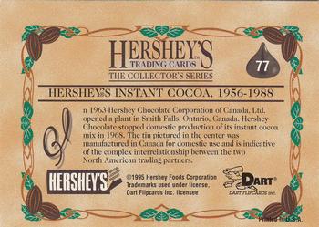 1995 Dart 100 Years of Hershey's #77 Hershey's Instant Cocoa, 1956-1988 Back