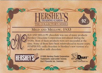 1995 Dart 100 Years of Hershey's #92 Mild and Mellow, 1933 Back