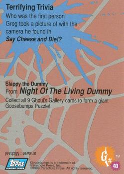 1996 Topps Goosebumps #40 Slappy the Dummy Back
