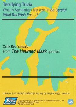 1996 Topps Goosebumps #48 The Haunted Mask Back