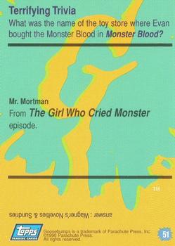 1996 Topps Goosebumps #51 The Girl Who Cried Monster Back