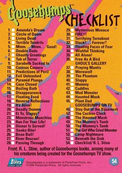 1996 Topps Goosebumps #54 R. L. Stine / Checklist Back