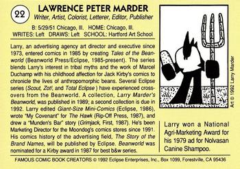 1992 Eclipse Famous Comic Book Creators #22 Larry Marder Back