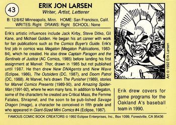 1992 Eclipse Famous Comic Book Creators #43 Erik Larsen Back