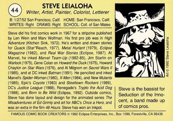 1992 Eclipse Famous Comic Book Creators #44 Steve Leialoha Back