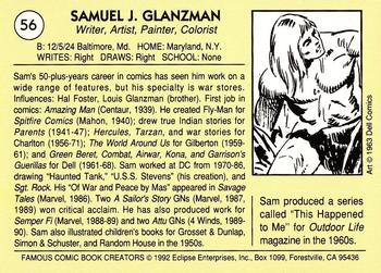 1992 Eclipse Famous Comic Book Creators #56 Sam Glanzman Back