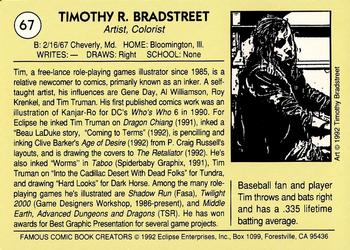 1992 Eclipse Famous Comic Book Creators #67 Timothy Bradstreet Back