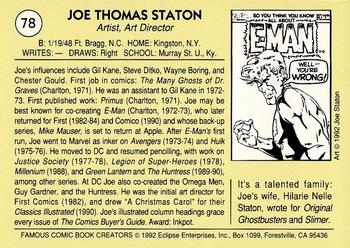 1992 Eclipse Famous Comic Book Creators #78 Joe Staton Back
