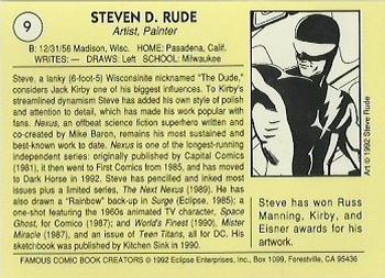 1992 Eclipse Famous Comic Book Creators #9 Steve Rude Back