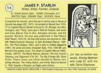 1992 Eclipse Famous Comic Book Creators #14 Jim Starlin Back