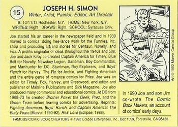 1992 Eclipse Famous Comic Book Creators #15 Joe Simon Back