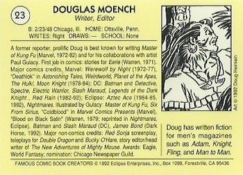1992 Eclipse Famous Comic Book Creators #23 Doug Moench Back