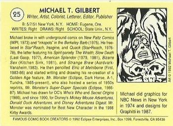 1992 Eclipse Famous Comic Book Creators #25 Michael T. Gilbert Back