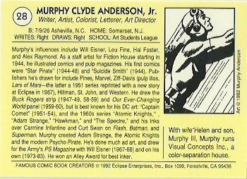 1992 Eclipse Famous Comic Book Creators #28 Murphy Anderson Back