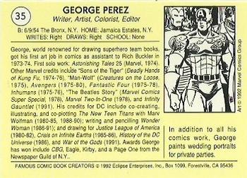 1992 Eclipse Famous Comic Book Creators #35 George Perez Back
