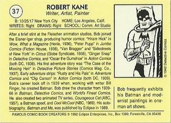 1992 Eclipse Famous Comic Book Creators #37 Bob Kane Back