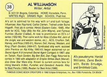 1992 Eclipse Famous Comic Book Creators #38 Al Williamson Back