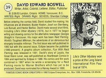 1992 Eclipse Famous Comic Book Creators #39 David Boswell Back