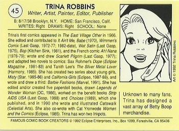 1992 Eclipse Famous Comic Book Creators #45 Trina Robbins Back