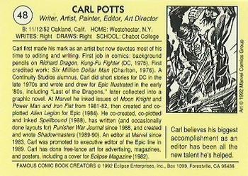 1992 Eclipse Famous Comic Book Creators #48 Carl Potts Back
