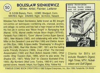 1992 Eclipse Famous Comic Book Creators #50 Bill Sienkiewicz Back