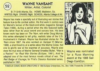 1992 Eclipse Famous Comic Book Creators #52 Wayne Vansant Back