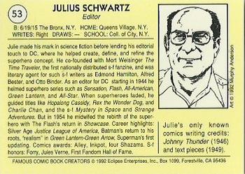1992 Eclipse Famous Comic Book Creators #53 Julius Schwartz Back
