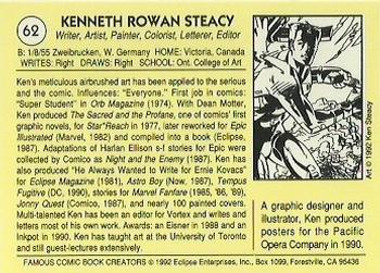 1992 Eclipse Famous Comic Book Creators #62 Ken Steacy Back