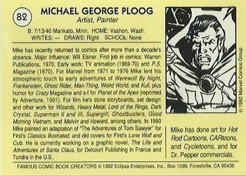 1992 Eclipse Famous Comic Book Creators #82 Mike Ploog Back