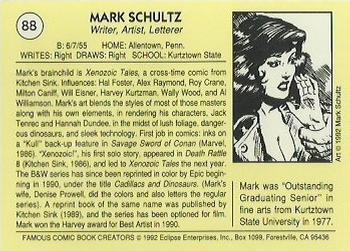 1992 Eclipse Famous Comic Book Creators #88 Mark Schultz Back