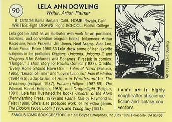 1992 Eclipse Famous Comic Book Creators #90 Lela Dowling Back