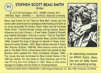 1992 Eclipse Famous Comic Book Creators #91 Beau Smith Back