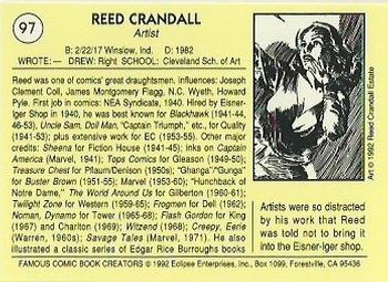 1992 Eclipse Famous Comic Book Creators #97 Reed Crandall Back
