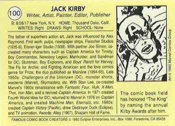 1992 Eclipse Famous Comic Book Creators #100 Jack Kirby Back