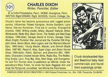 1992 Eclipse Famous Comic Book Creators #101 Chuck Dixon Back