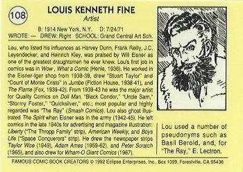 1992 Eclipse Famous Comic Book Creators #108 Lou Fine Back