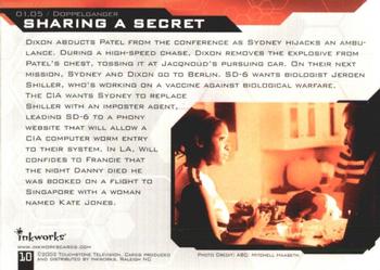 2002 Inkworks Alias Season 1 #10 Sharing a Secret Back