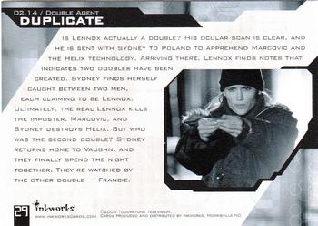 2003 Inkworks Alias Season 2 #29 Duplicate 02.14 - Double Agent Back