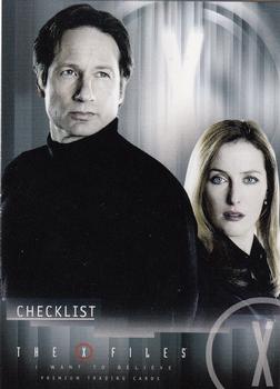 2008 Inkworks X-Files I Want to Believe #72 Checklist Front