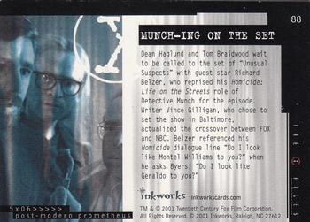 2001 Inkworks X-Files Seasons 4 & 5 #88 Munch-ing on the Set Back