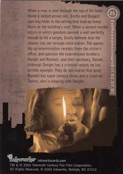 2002 Inkworks X-Files Season 8 #25 When a man is shot through the top of his he Back