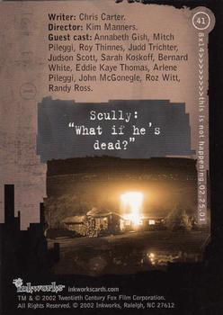 2002 Inkworks X-Files Season 8 #41 Writer: Chris Carter. Director: Kim Manners. Back