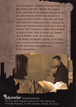 2002 Inkworks X-Files Season 8 #55 Harrison becomes completely blind and Sacks Back