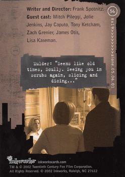 2002 Inkworks X-Files Season 8 #56 Writer and Director: Frank Spotnitz. Guest c Back