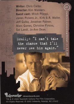2002 Inkworks X-Files Season 8 #7 Writer: Chris Carter. Director: Kim Manners. Back