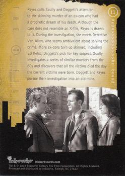 2003 Inkworks X-Files Season 9 #11 Reyes calls Scully and Doggett's attention to Back