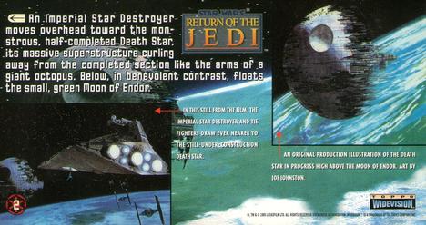 1996 Topps Widevision Star Wars: Return of the Jedi #2 Ext. Space -- Endor, Death Star, Star Destroyer Back